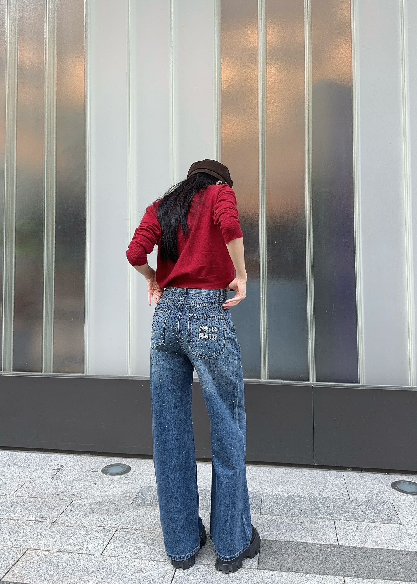 Miu Miu【新作入荷】星柄デニムパンツ　ズボン　男女兼用