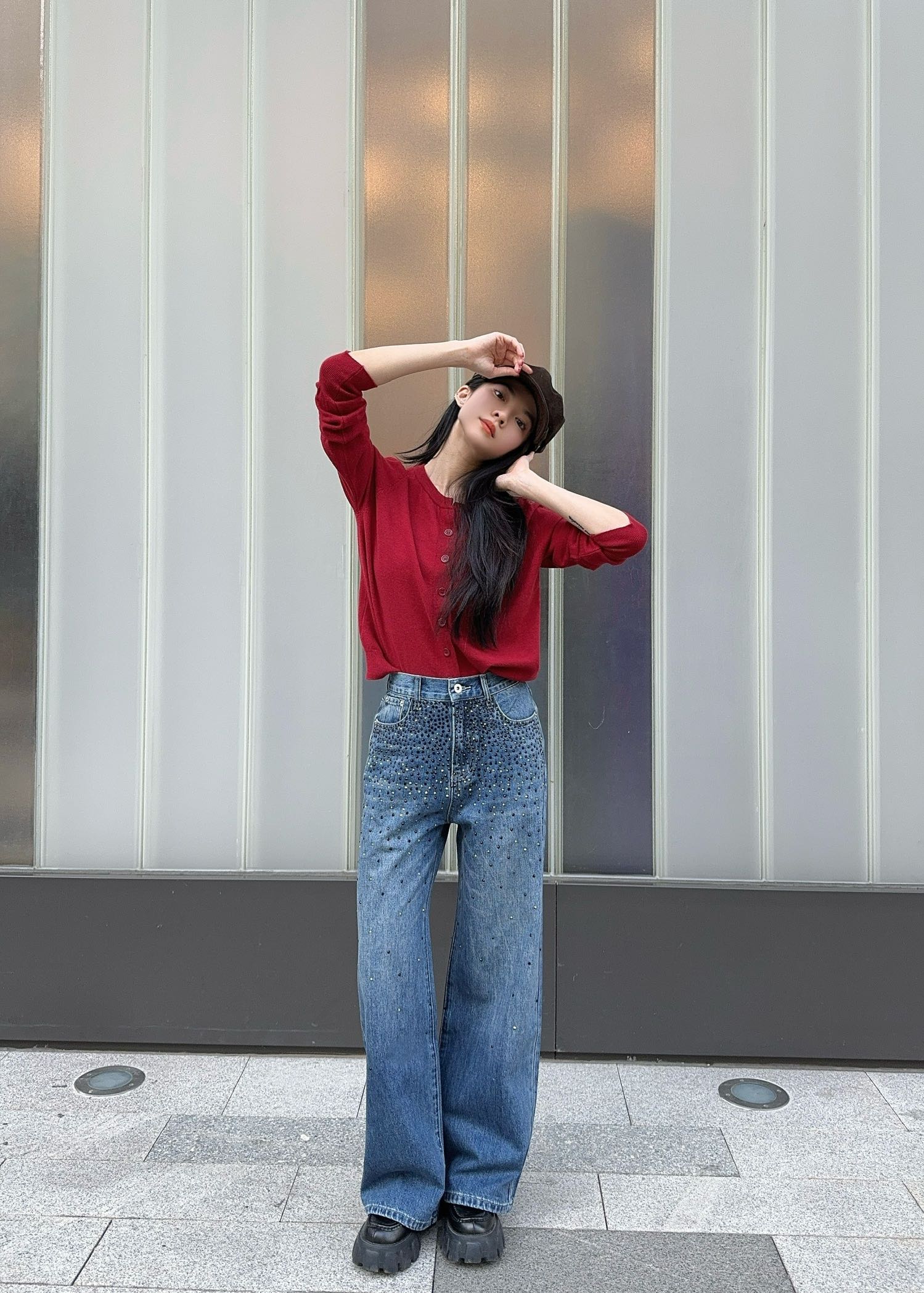 Miu Miu【新作入荷】星柄デニムパンツ　ズボン　男女兼用