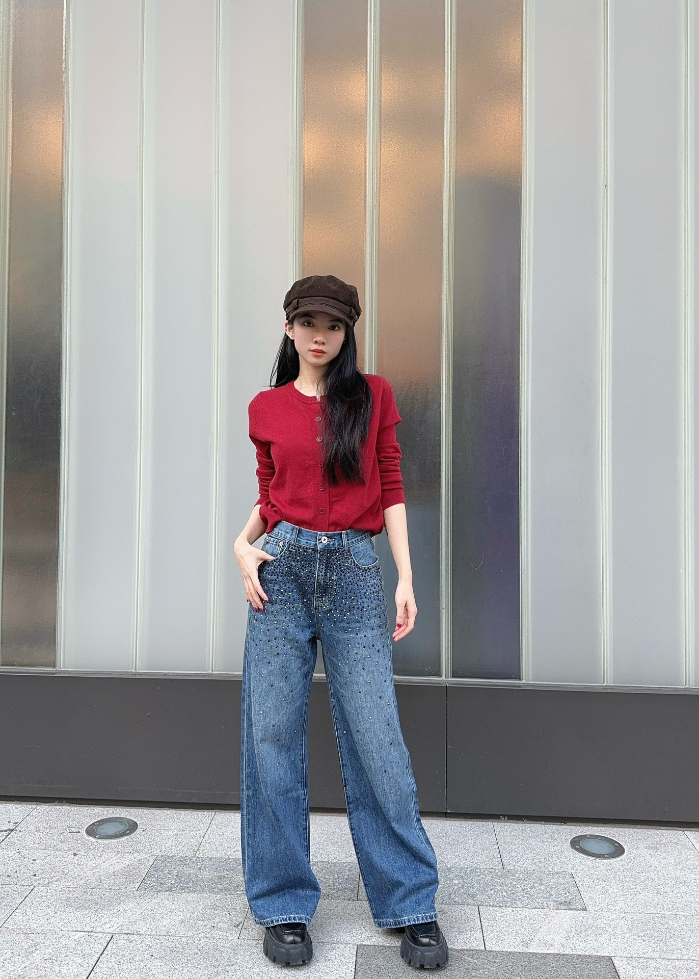 Miu Miu【新作入荷】星柄デニムパンツ　ズボン　男女兼用