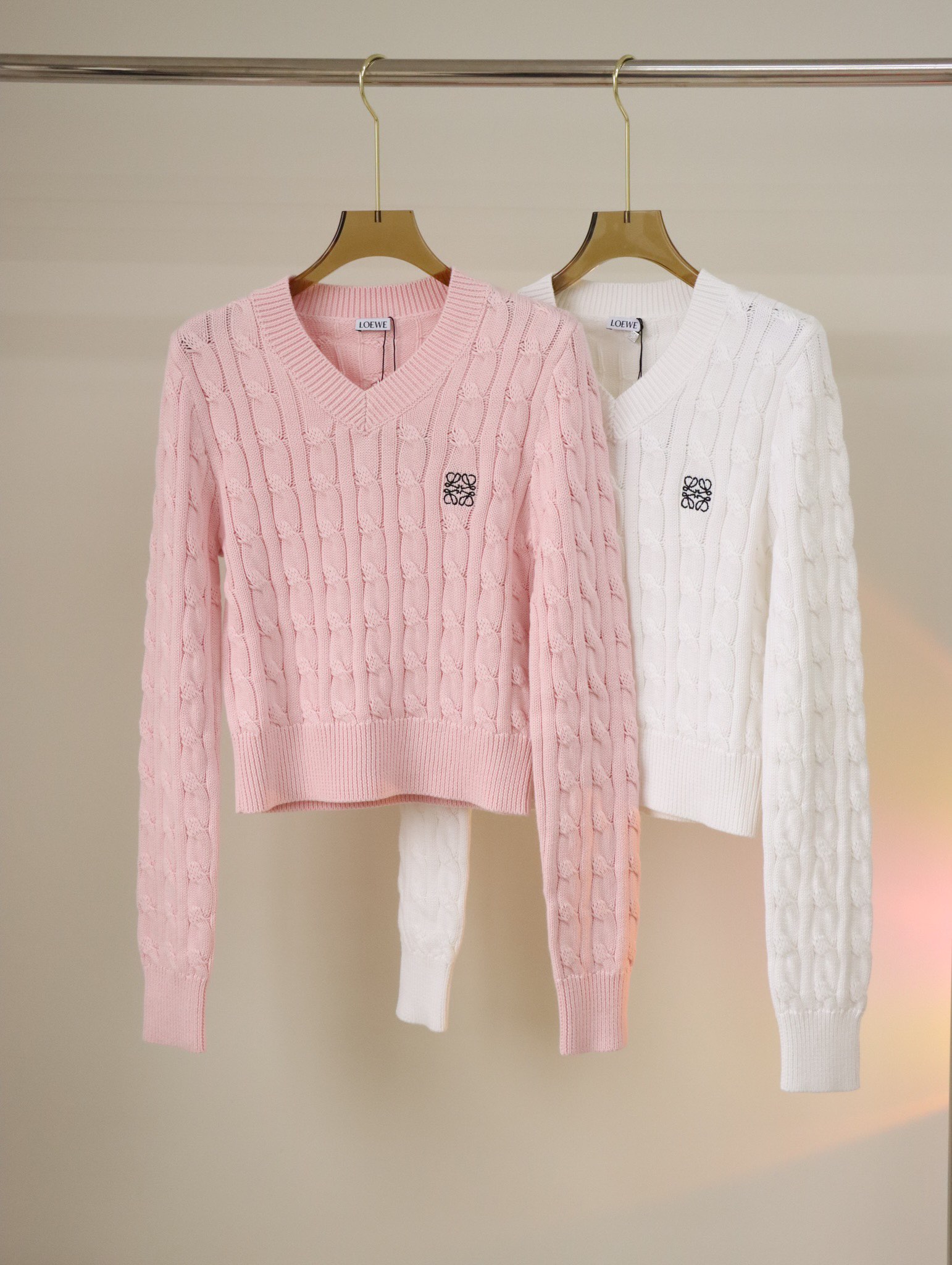 LOEWE ロエベ コットン セーター ニット ピンク 白 ネイビー 2色