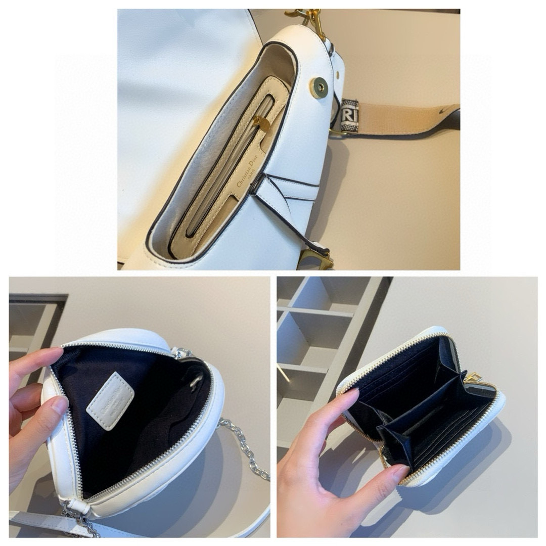 Diorディオール ギフトセット 3点 セット　 Saddle バッグ+CARO ラウンドポーチ（チェーンショルダー付き）＋ミニ財布　白