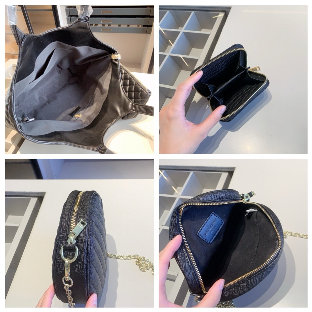 YSL サンローラン　 3セット　YSLトートバッグ（ポーチ付き）+丸型チェーン ショルダー バッグ+ミニ財布