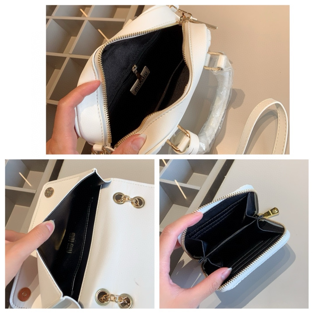 MIUMIUミュウミュウ　 3セット　ボウリングバッグ✙チェーンショルダーバッグ✙カードケース　白