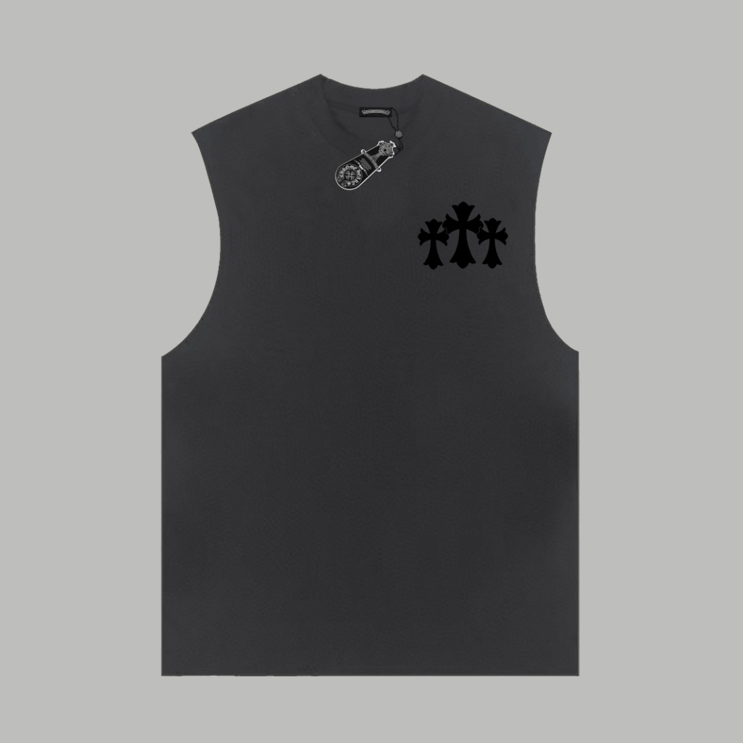 Chrome Heartクロムハーツ ノースリーブシャツ  黒 &白＆グレー綿100%  zH0194