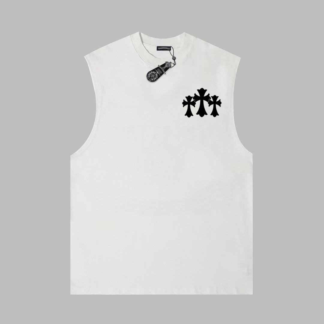 Chrome Heartクロムハーツ ノースリーブシャツ  黒 &白＆グレー綿100%  zH0194