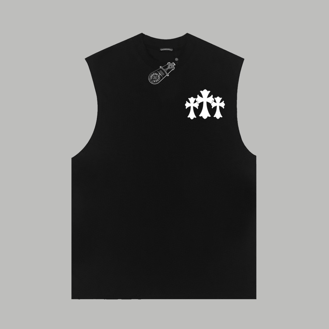 Chrome Heartクロムハーツ ノースリーブシャツ  黒 &白＆グレー綿100%  zH0194