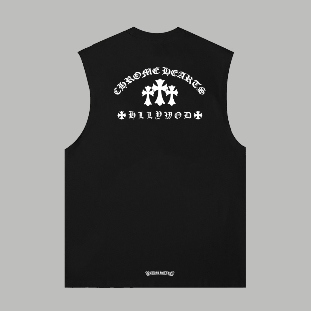 Chrome Heartクロムハーツ ノースリーブシャツ  黒 &白＆グレー綿100%  zH0194