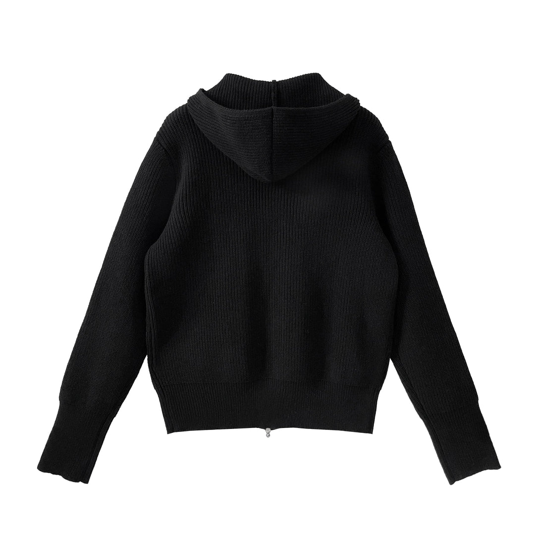 CHROME HEARTS(クロムハーツ) ブラック カシミア レザー クロス ジップアップ パーカー セーター