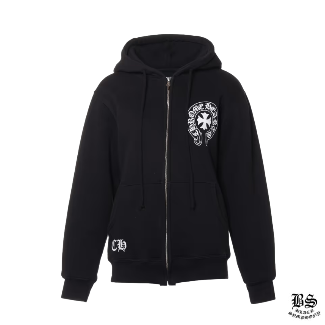 クロムハーツ ホースシュー パーカー コットン×ポリエステル ブラック 裏地サーマル