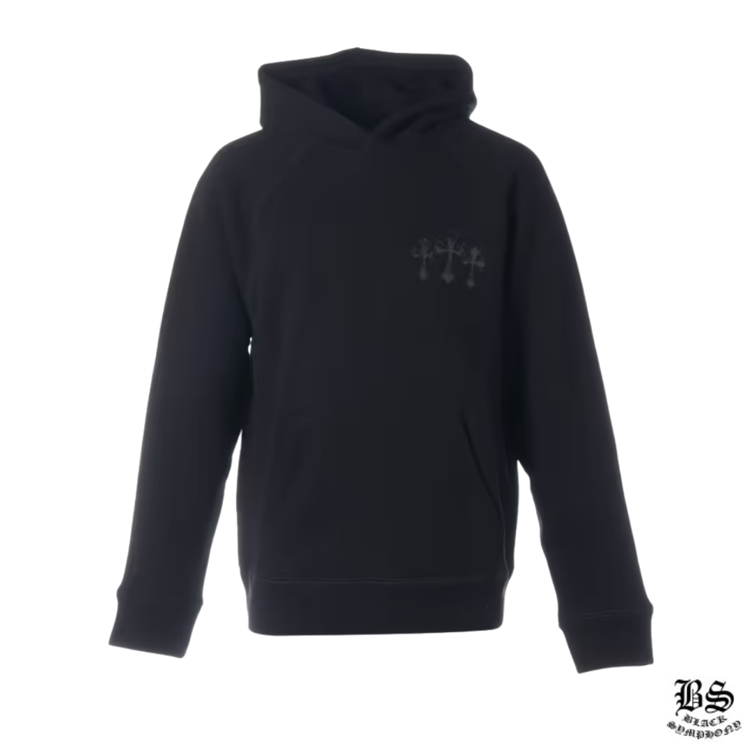 クロムハーツ パーカー コットン  ブラック 7-11 HOODIE バックCHロゴクロス刺繍