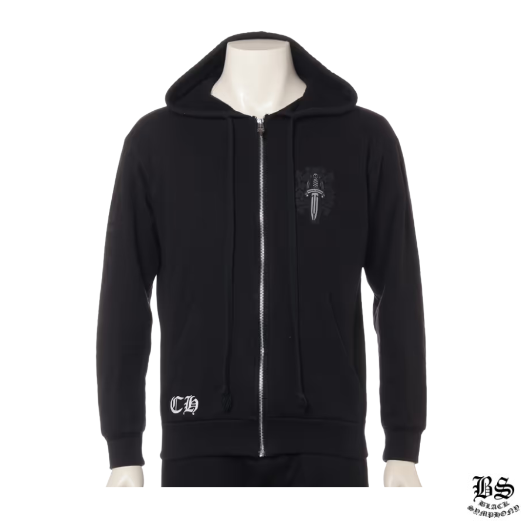 クロムハーツ パーカー コットン  ブラック ヴァインダガー