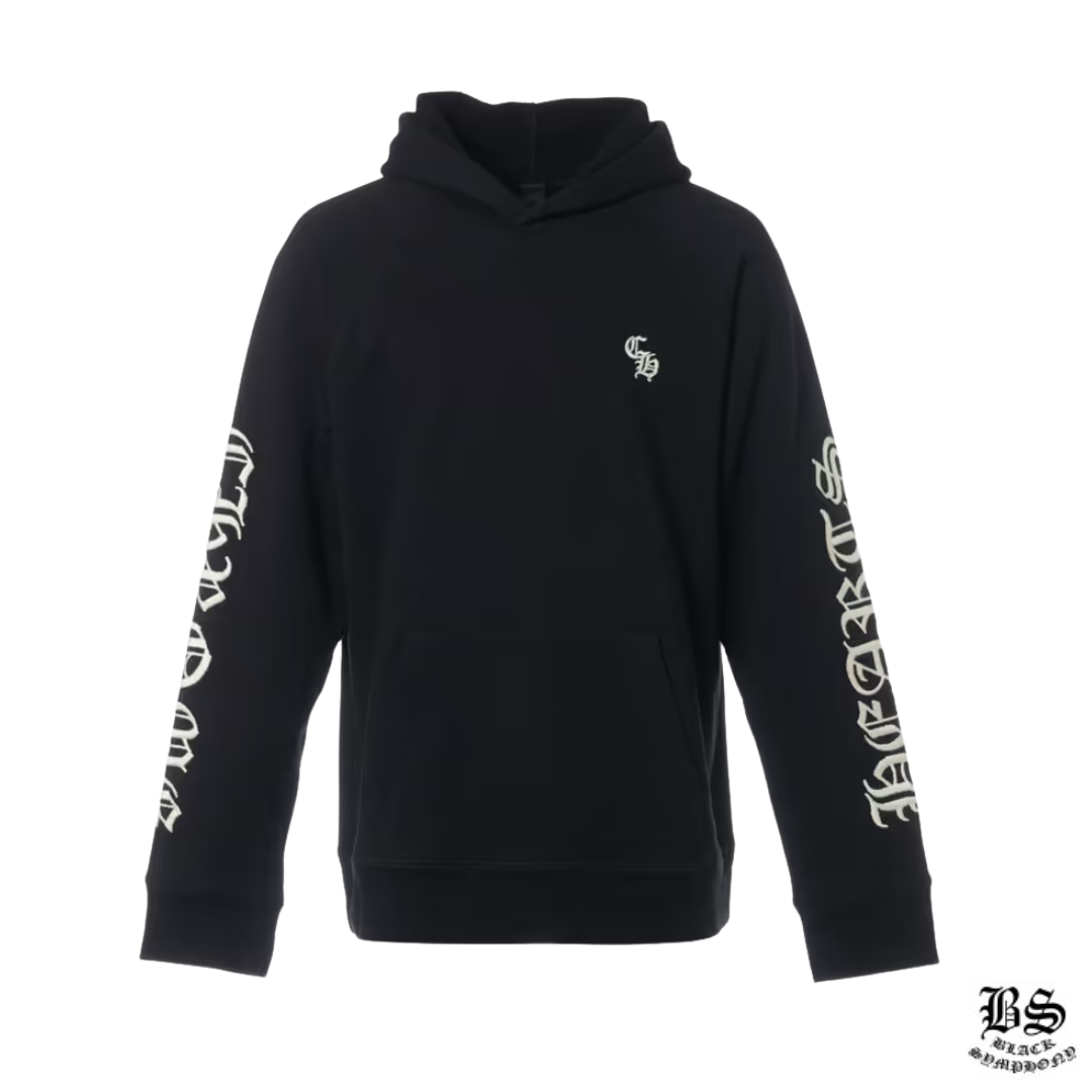 クロムハーツ パーカー コットン ブラック×ホワイト SLOW RIDE CH刺繍