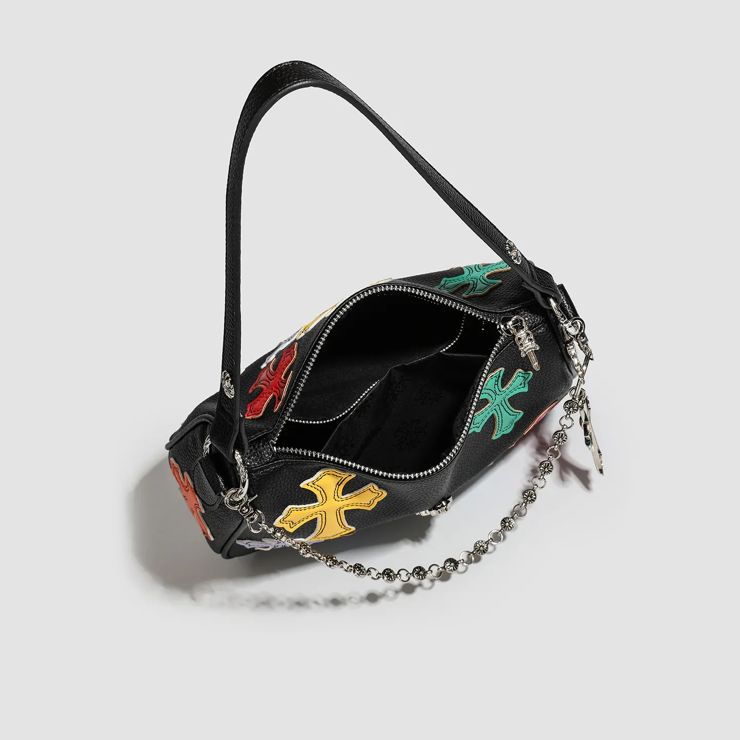 CHROME HEARTS (クロムハーツ) マルチカラー 十字架 クロスパッチ付き アンダーアーム ショルダーバッグ