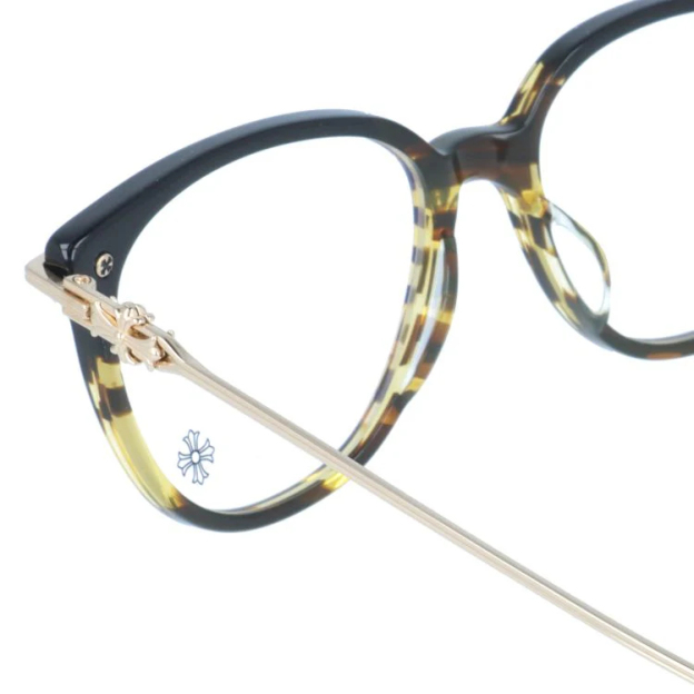 【Chrome Hearts】クロムハーツ メガネフレーム 伊達メガネ レギュラーフィット CHROME HEARTS THOT BK/VS-GP 52サイズ ウェリントン型 ユニセックス メンズ レディース