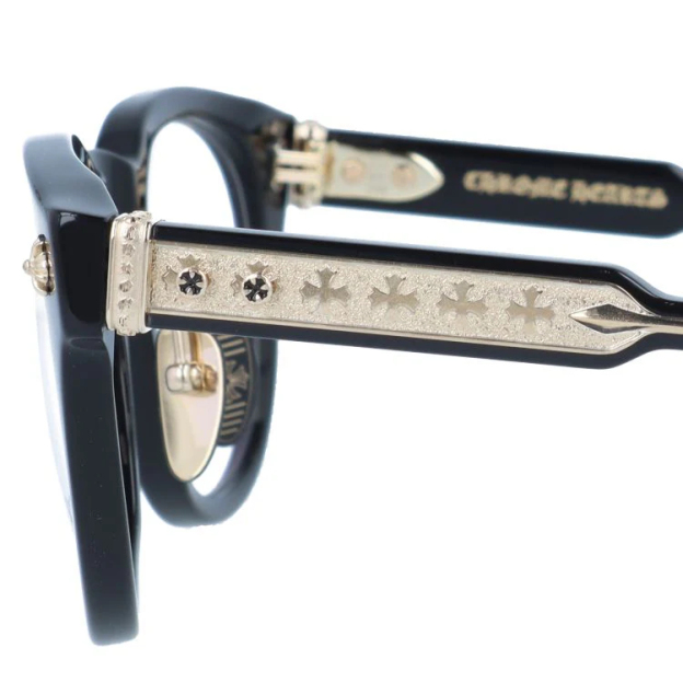 【Chrome Hearts】クロムハーツ メガネフレーム 伊達メガネ CHROME HEARTS DINGALONGLINGLONG BK-18KGP 49サイズ ボストン ユニセックス メンズ レディース