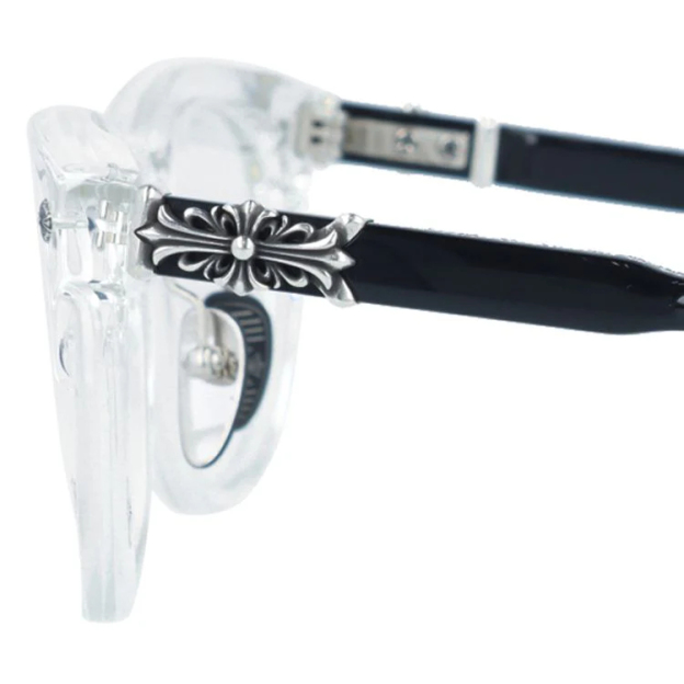 【Chrome Hearts】クロムハーツ メガネフレーム 伊達メガネ CHROME HEARTS RODSICLE CRYS-BK 51サイズ フローラル ボストン型 ユニセックス メンズ レディース