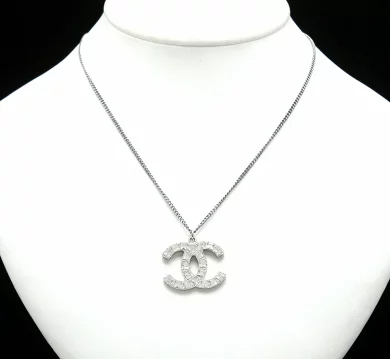 【国内発送/直営店】シャネル CHANEL ココマーク ラインストーン ネックレス 二段階調節可能 シルバー A64887 箱付