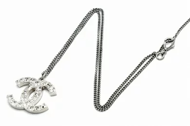 【国内発送/直営店】シャネル CHANEL ココマーク ラインストーン ネックレス 二段階調節可能 シルバー A64887 箱付