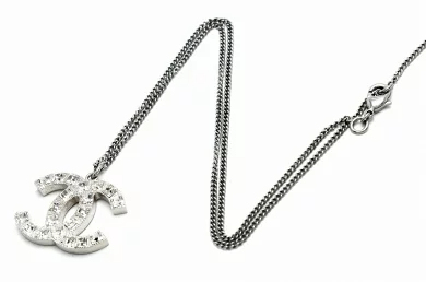 【国内発送/直営店】シャネル CHANEL ココマーク ラインストーン ネックレス 二段階調節可能 シルバー A64887 箱付
