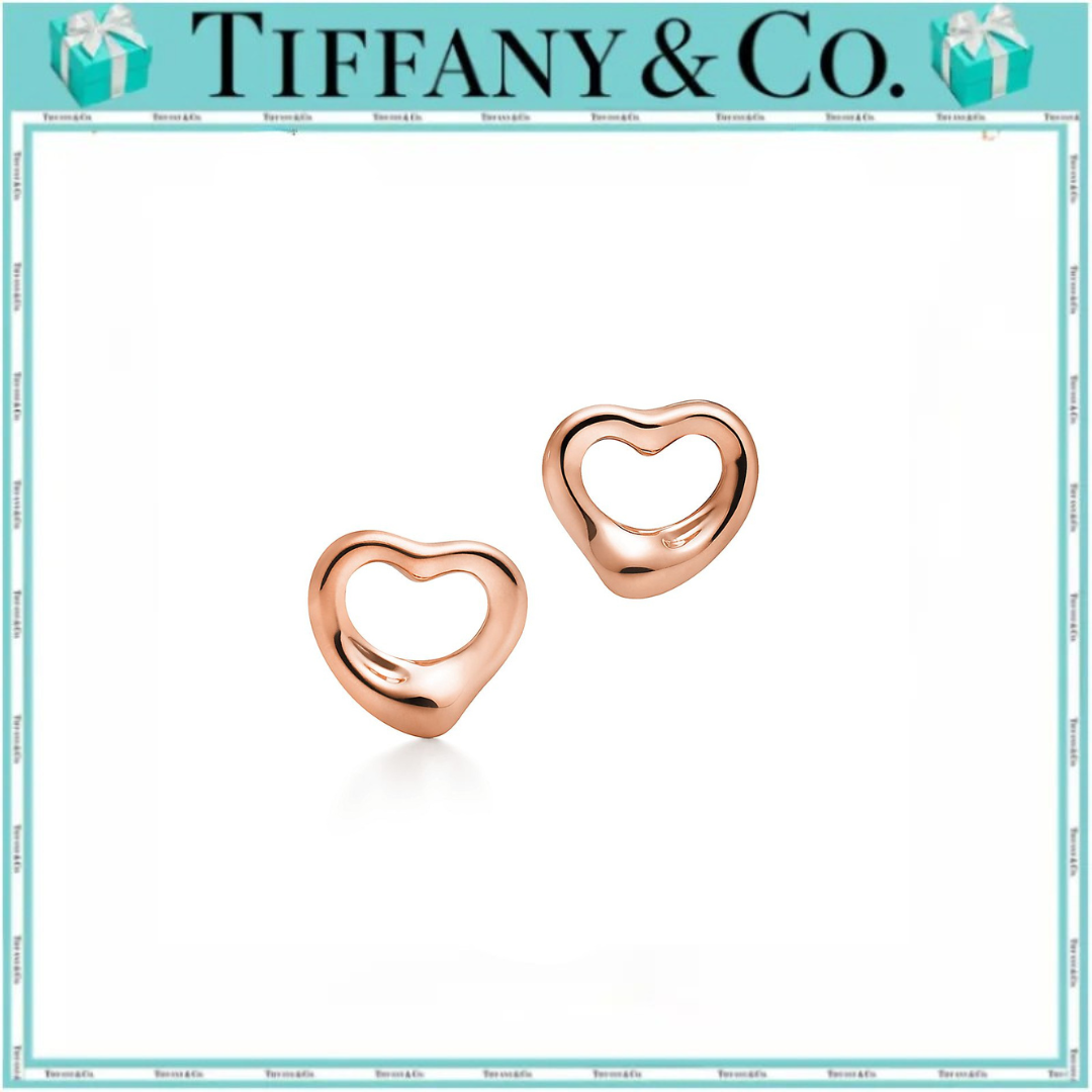 ティファニー エルサ・ペレッティ™ オープン ハート スタッド ピアス ローズゴールド、11mm
