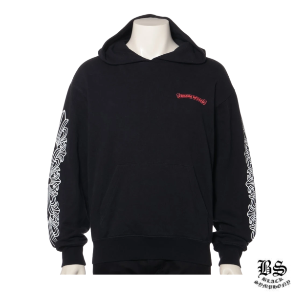 クロムハーツ マッティボーイ パーカー コットン  ブラック 袖フローラルクロス フレグランス臭あり