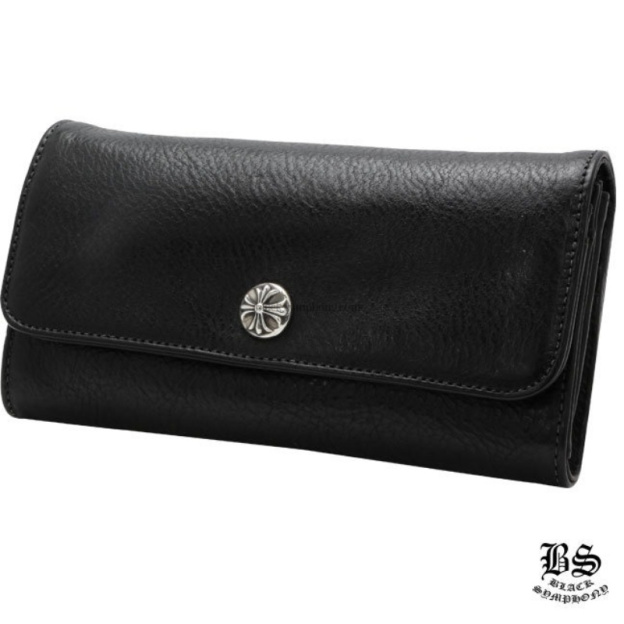 クロムハーツ ジュディウォレット クロスボタン ブラックヘビーレザー 長財布