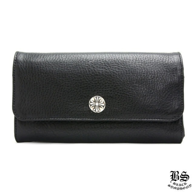 クロムハーツ ジュディウォレット クロスボタン ブラックヘビーレザー 長財布