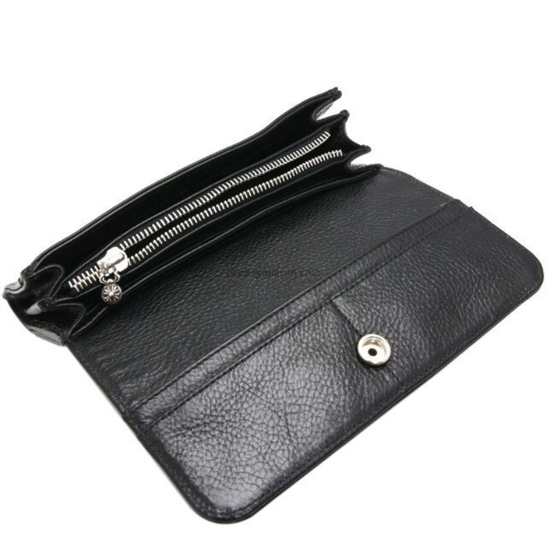 クロムハーツ ジュディウォレット クロスボタン ブラックヘビーレザー 長財布