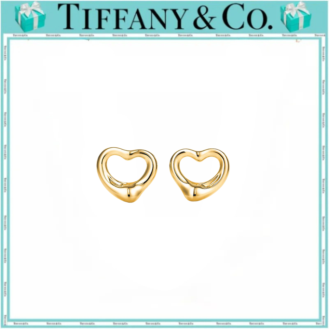 ティファニー エルサ・ペレッティ™ オープン ハート スタッド ピアス イエローゴールド、11mm