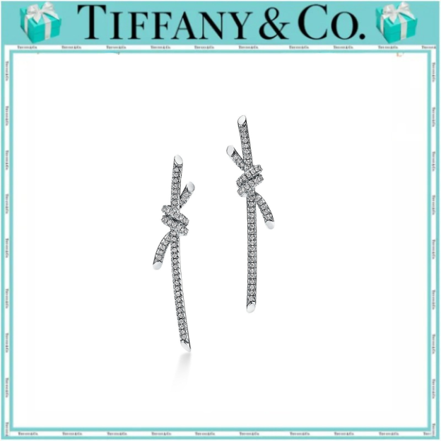 ティファニー  ノット ドロップ ピアス ホワイトゴールドにダイヤモンドをセッティング