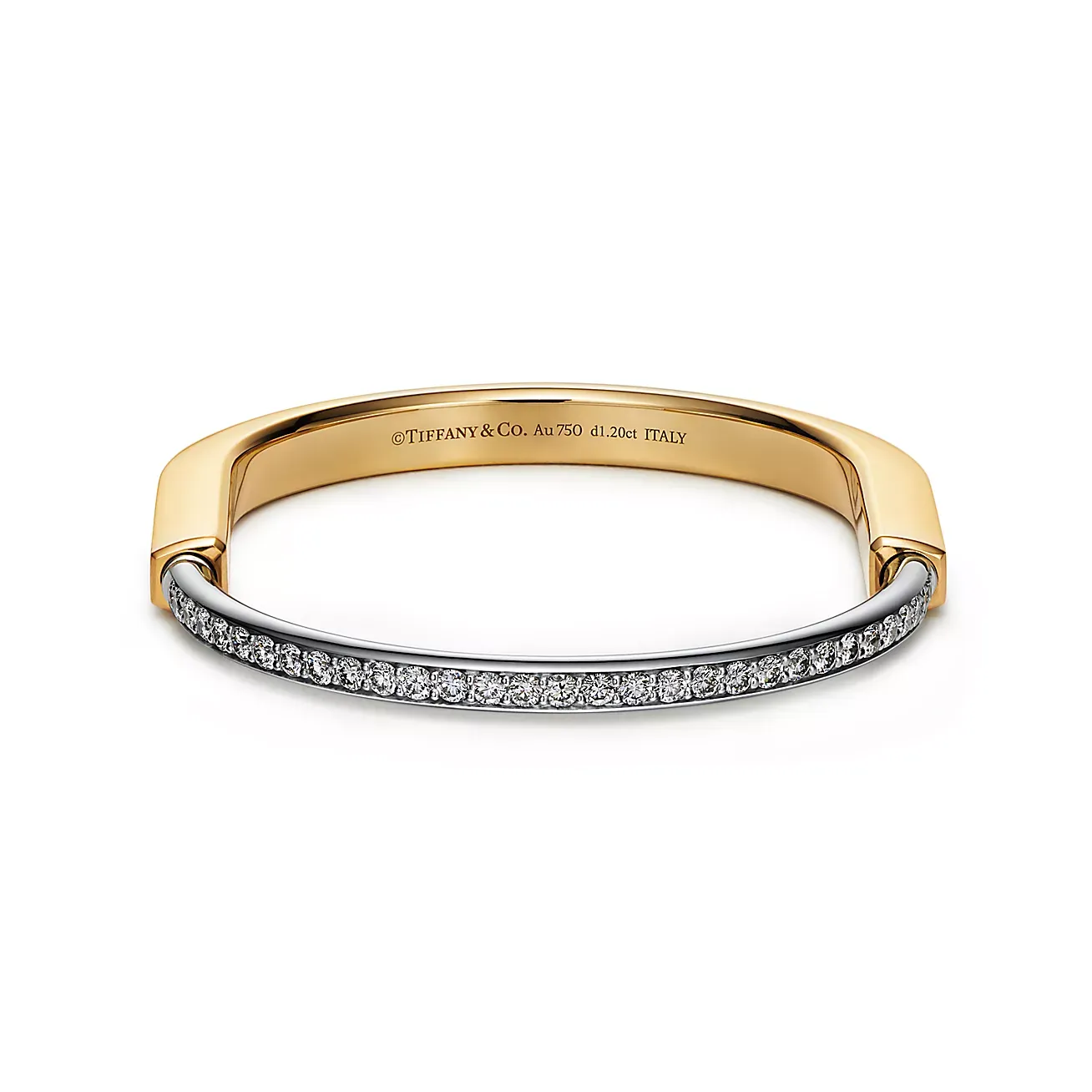 ティファニー ロック バングル ハーフ パヴェ ダイヤモンド イエローゴールド ＆ ホワイトゴールド