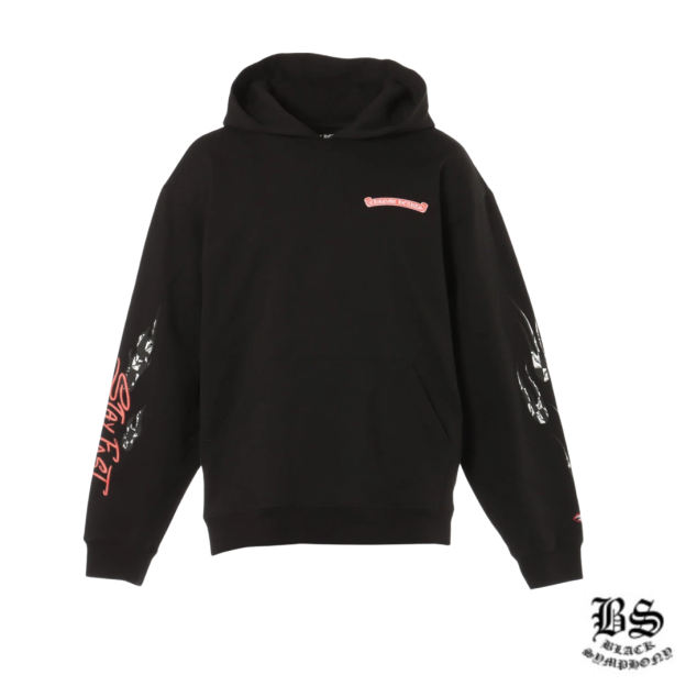 クロムハーツ パーカー コットン ブラック MATTY BOY STAY FAST RACE TEAMフーディ