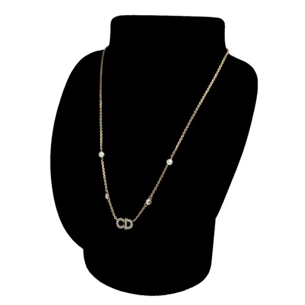 【国内発送/直営店】Christian Dior クレール ディー リュヌ ネックレス パール ラインストーン ゴールド N1033CDLCY 二段階調節 箱付