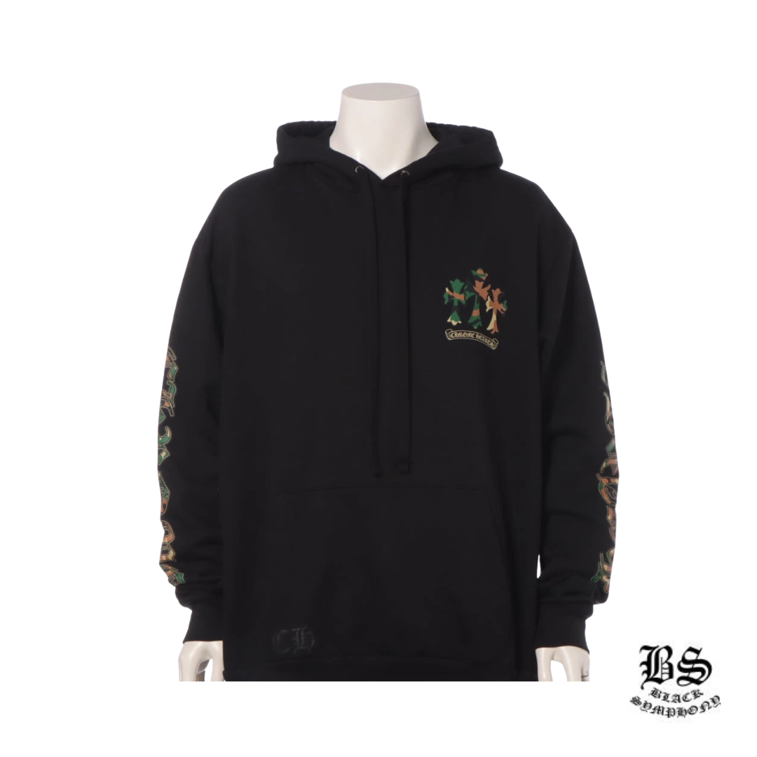 クロムハーツ パーカー コットン  ブラック カモフラホースシューセメタリークロスフーディ