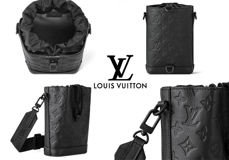 LOUIS VUITTON ルイ ヴィトン M82248 ノエ･スリング モノグラム･シャドウ カーフレザー メンズ ショルダーバッグ 斜め掛け ブラック-JAPAN DUTY FREE