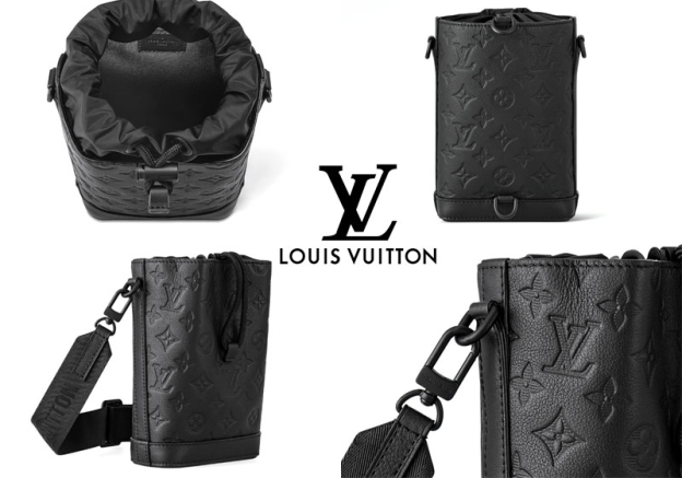 LOUIS VUITTON ルイ ヴィトン M82248 ノエ･スリング モノグラム･シャドウ カーフレザー メンズ ショルダーバッグ 斜め掛け ブラック-JAPAN DUTY FREE