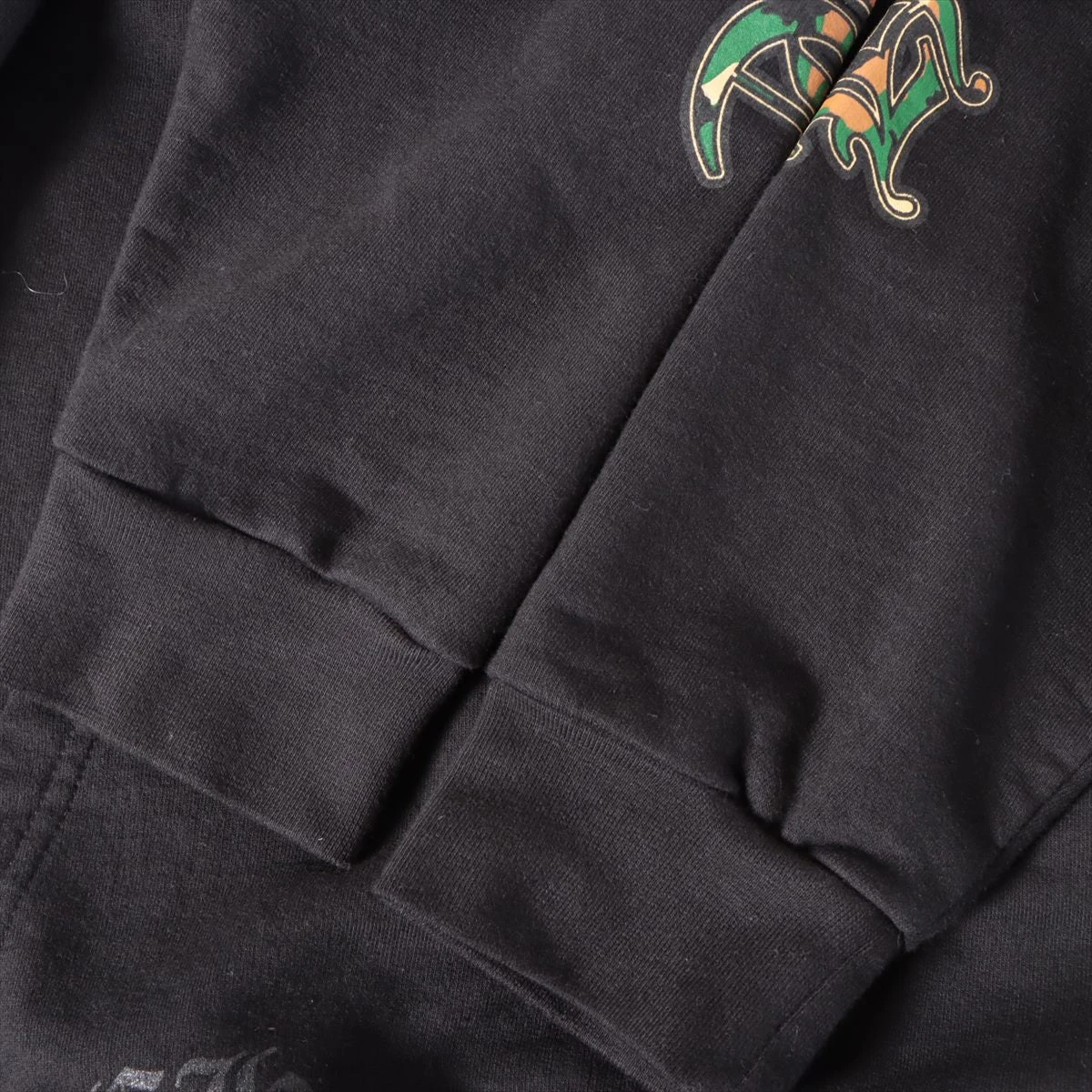 クロムハーツ パーカー コットン  ブラック カモフラホースシューセメタリークロスフーディ