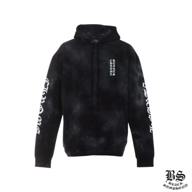 クロムハーツ パーカー コットン ブラック タイダイ ホースシュープリント