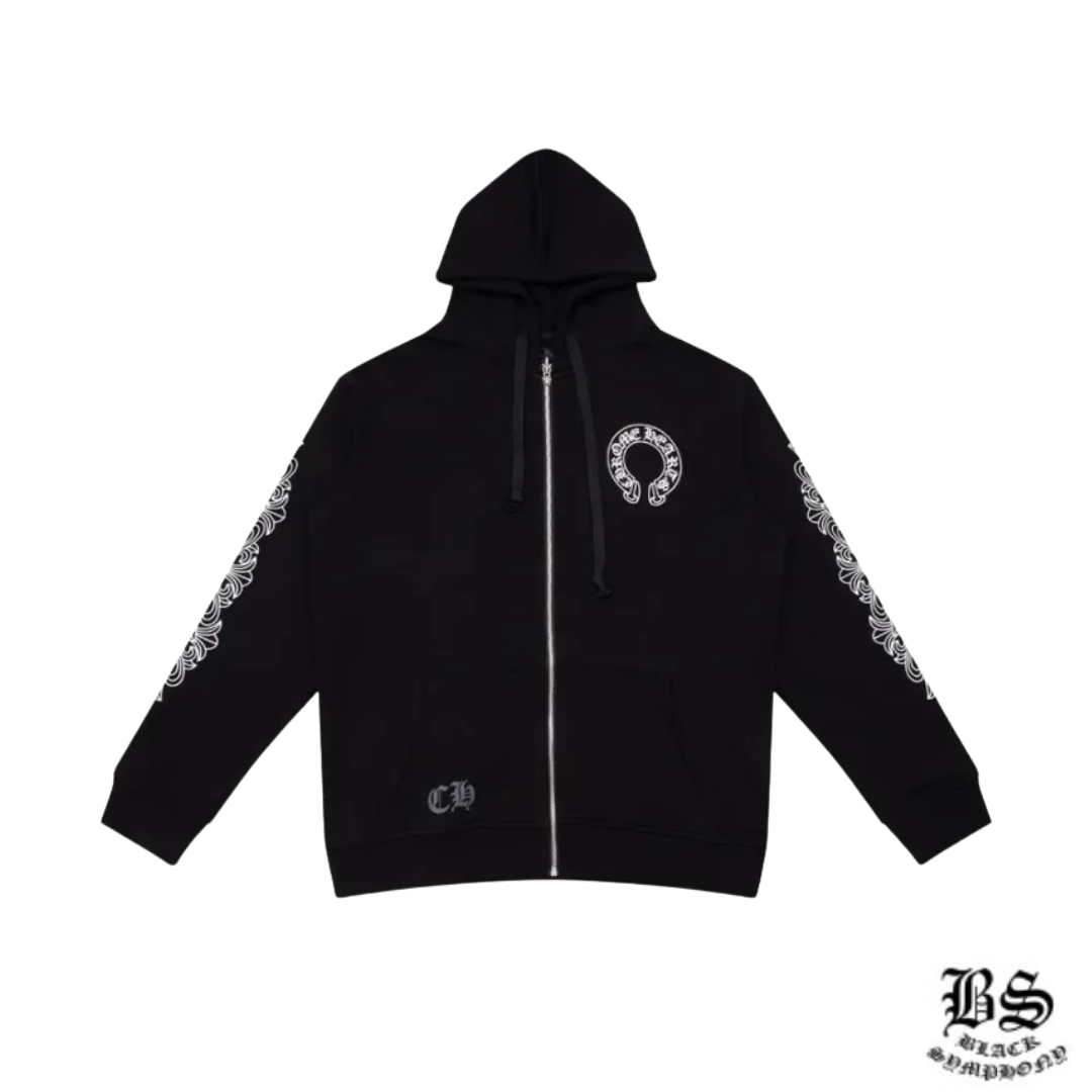 クロムハーツ ジップアップパーカー ブラック／ホワイト パーカー