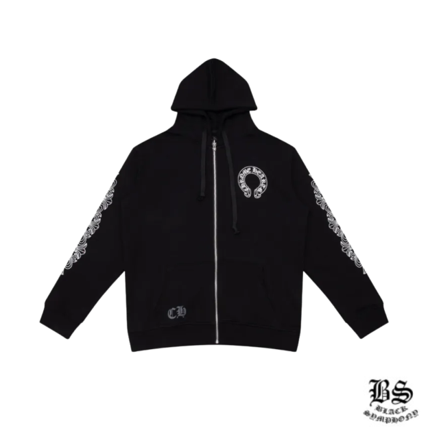 クロムハーツ ジップアップパーカー ブラック／ホワイト パーカー