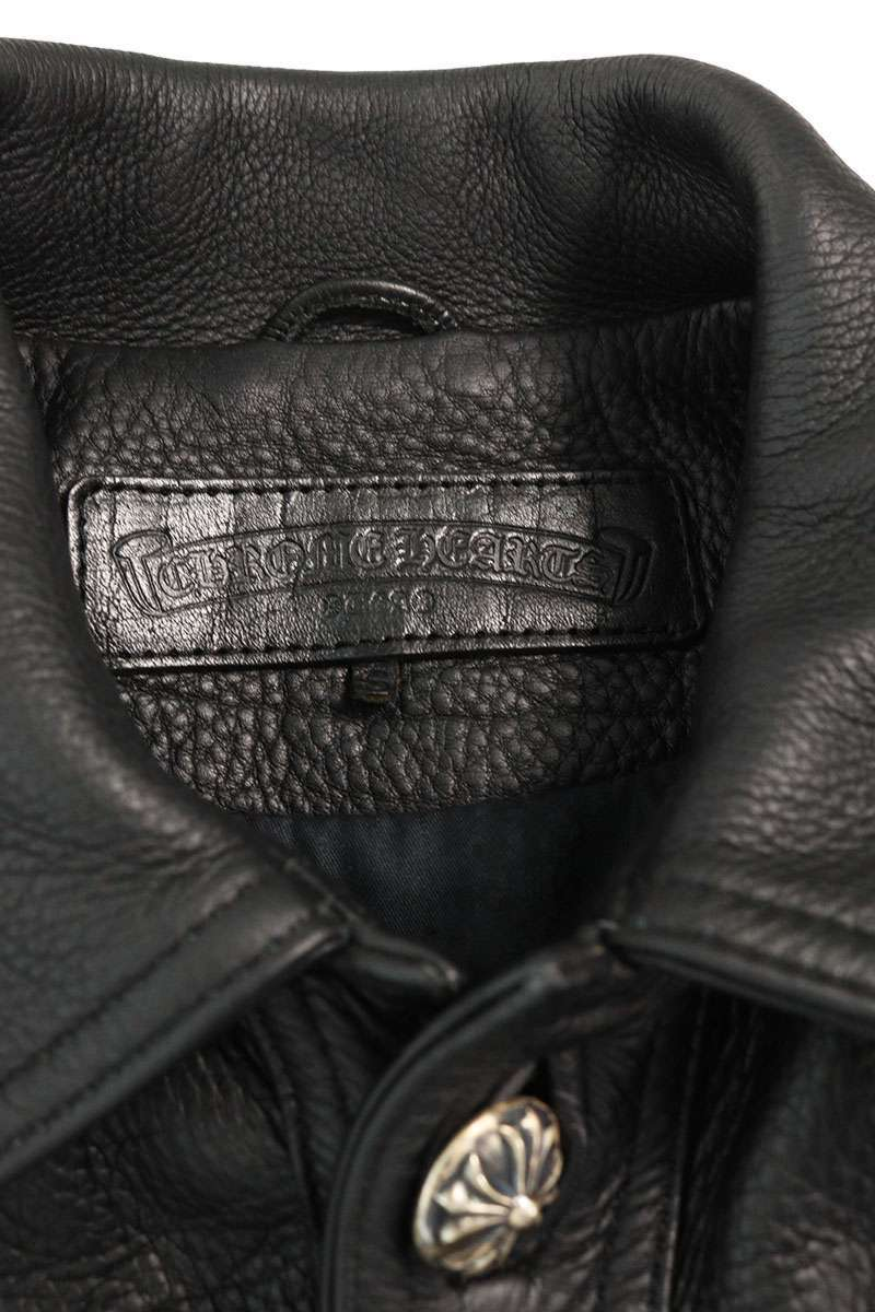 クロムハーツ（Chrome Hearts） CLASSIC JEAN LTHR レザークラシックジーン 現行型レザージャケット(ブラック×シルバー)【519052】