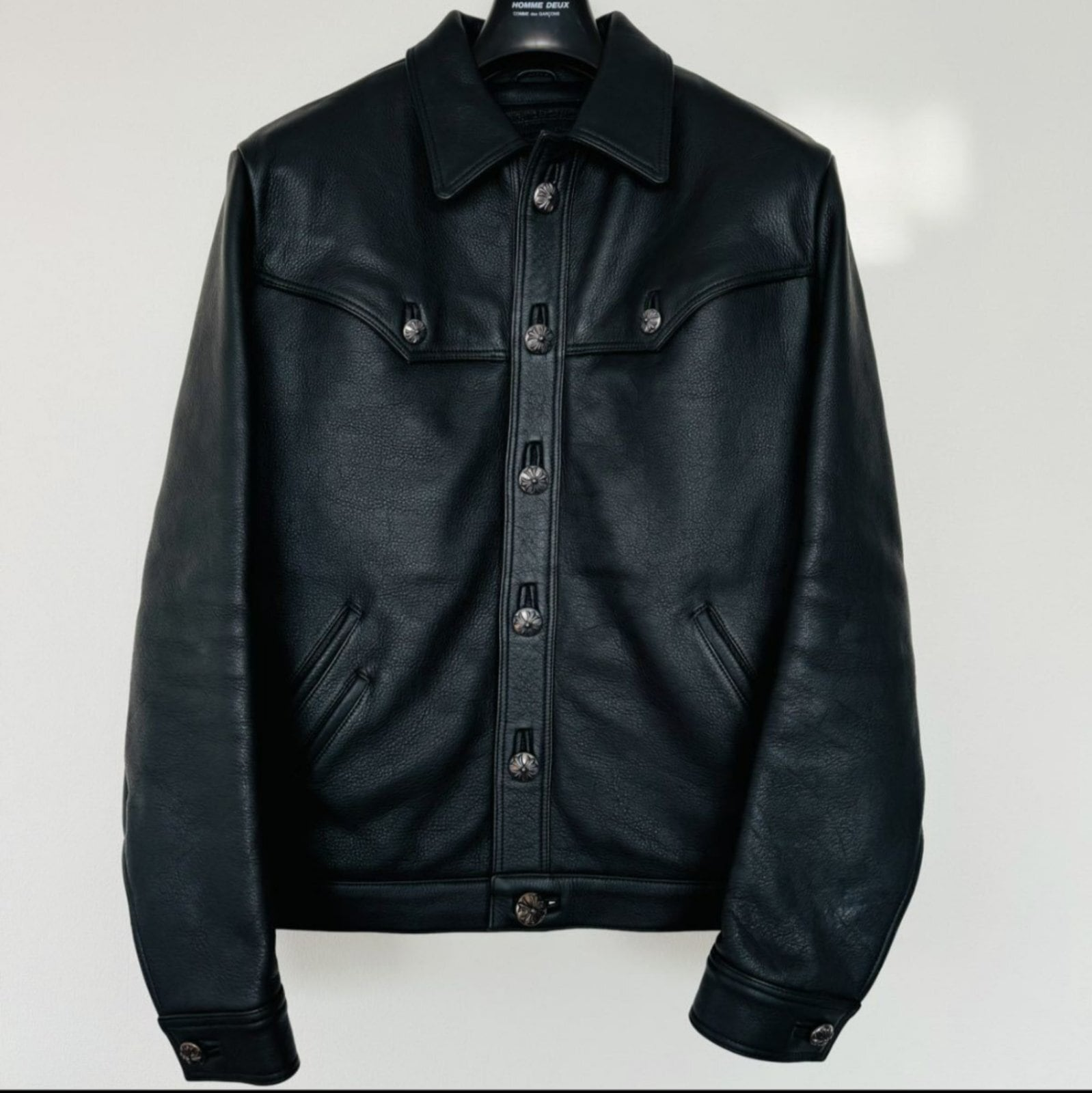 クロムハーツ（Chrome Hearts） CLASSIC JEAN LTHR レザークラシックジーン 現行型レザージャケット(ブラック×シルバー)【519052】