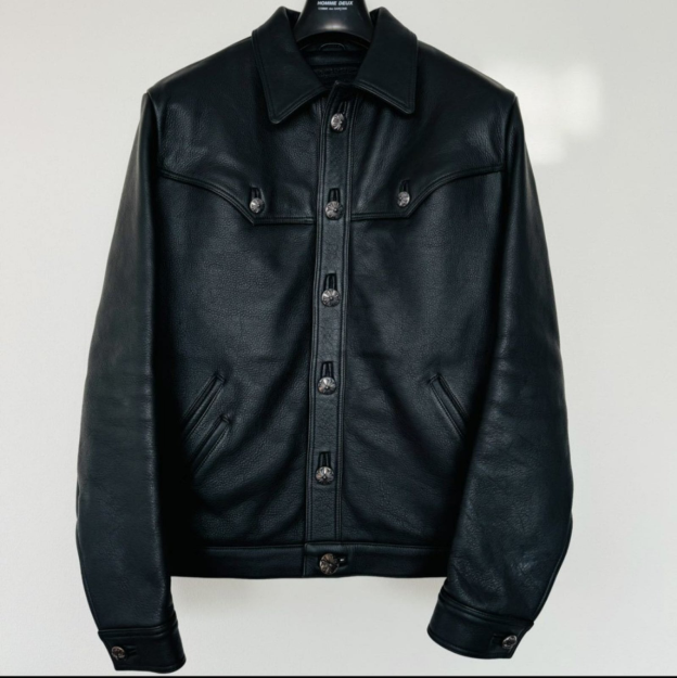 クロムハーツ（Chrome Hearts） CLASSIC JEAN LTHR レザークラシックジーン 現行型レザージャケット(ブラック×シルバー)【519052】