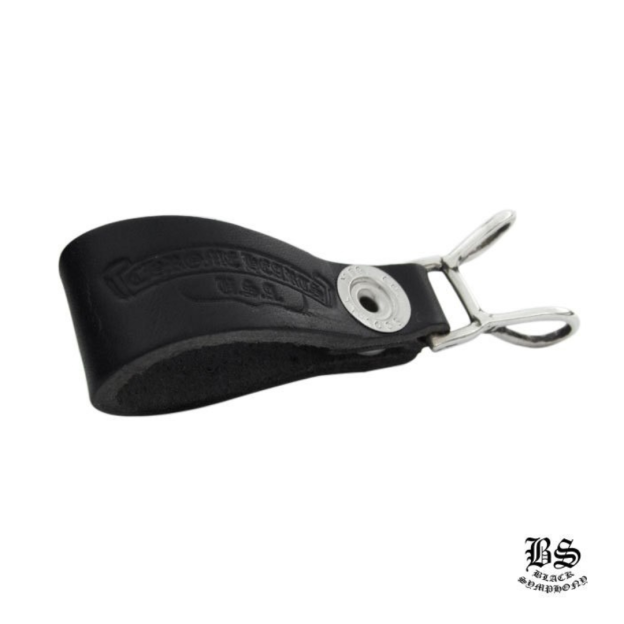 chrome heart クロムハーツ Wベルトループ BSフレアボタン ブラック レザー