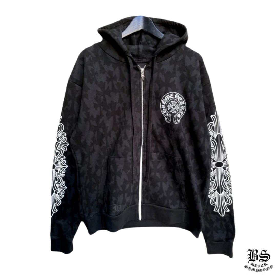 CHROME HEARTSクロムハーツ セメタリープリントジップパーカーblack