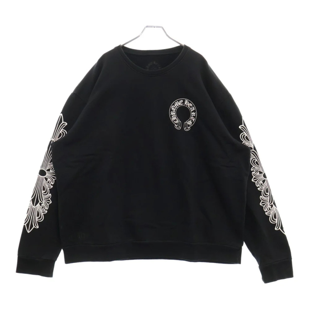 クロムハーツホースシュー プリント 袖フローラル トレーナー