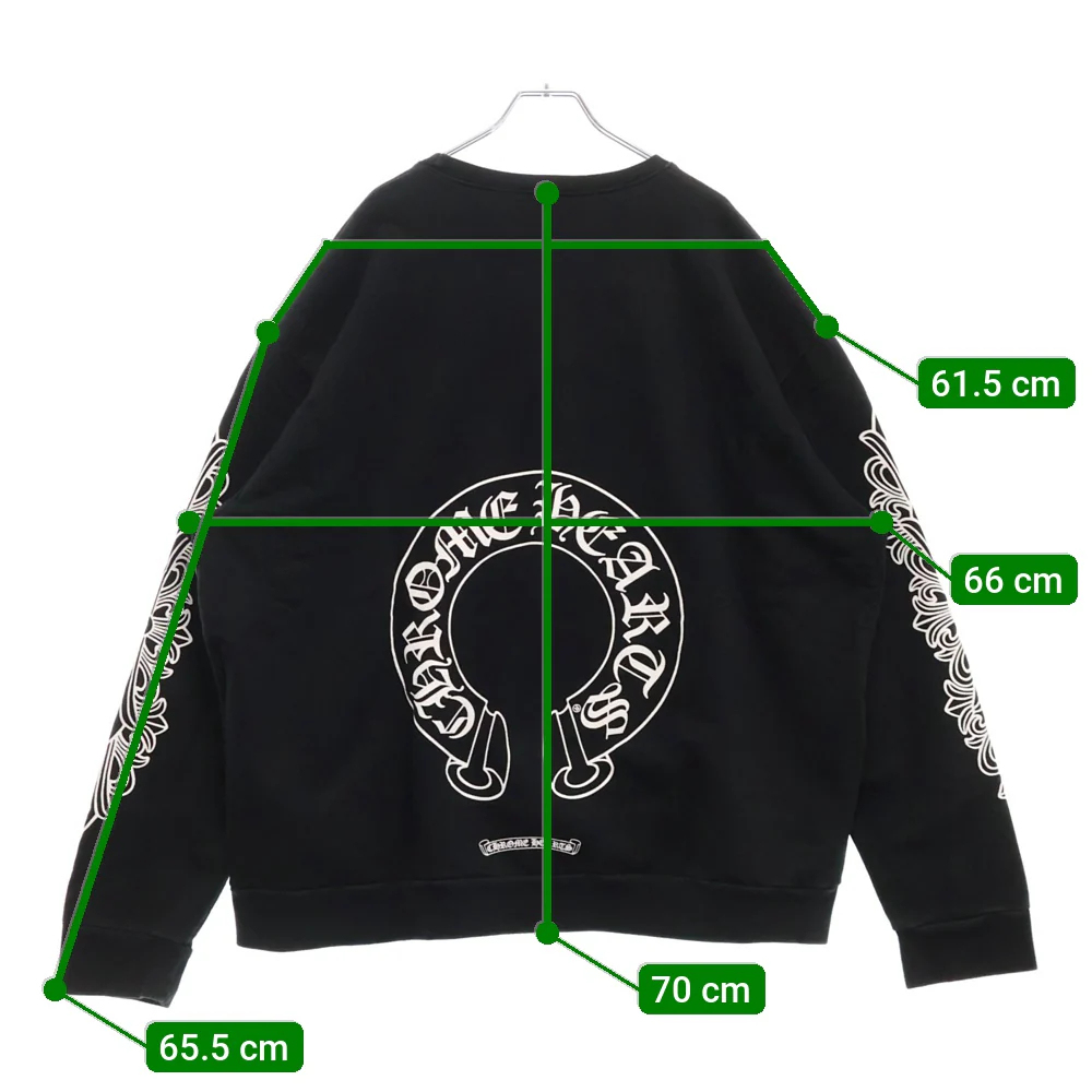 クロムハーツホースシュー プリント 袖フローラル トレーナー