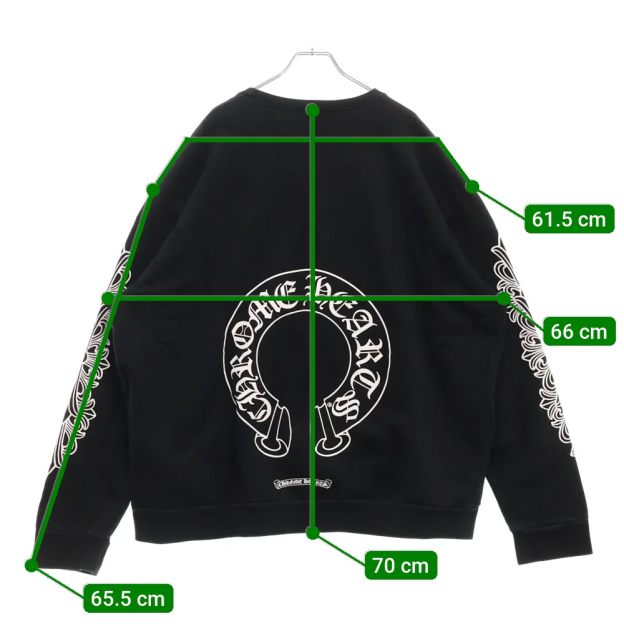 クロムハーツホースシュー プリント 袖フローラル トレーナー