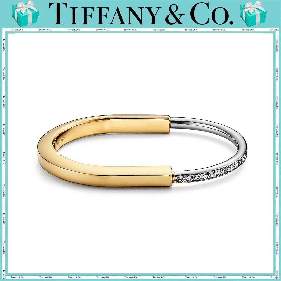 ティファニー ロック バングル ハーフ パヴェ ダイヤモンド イエローゴールド ＆ ホワイトゴールド