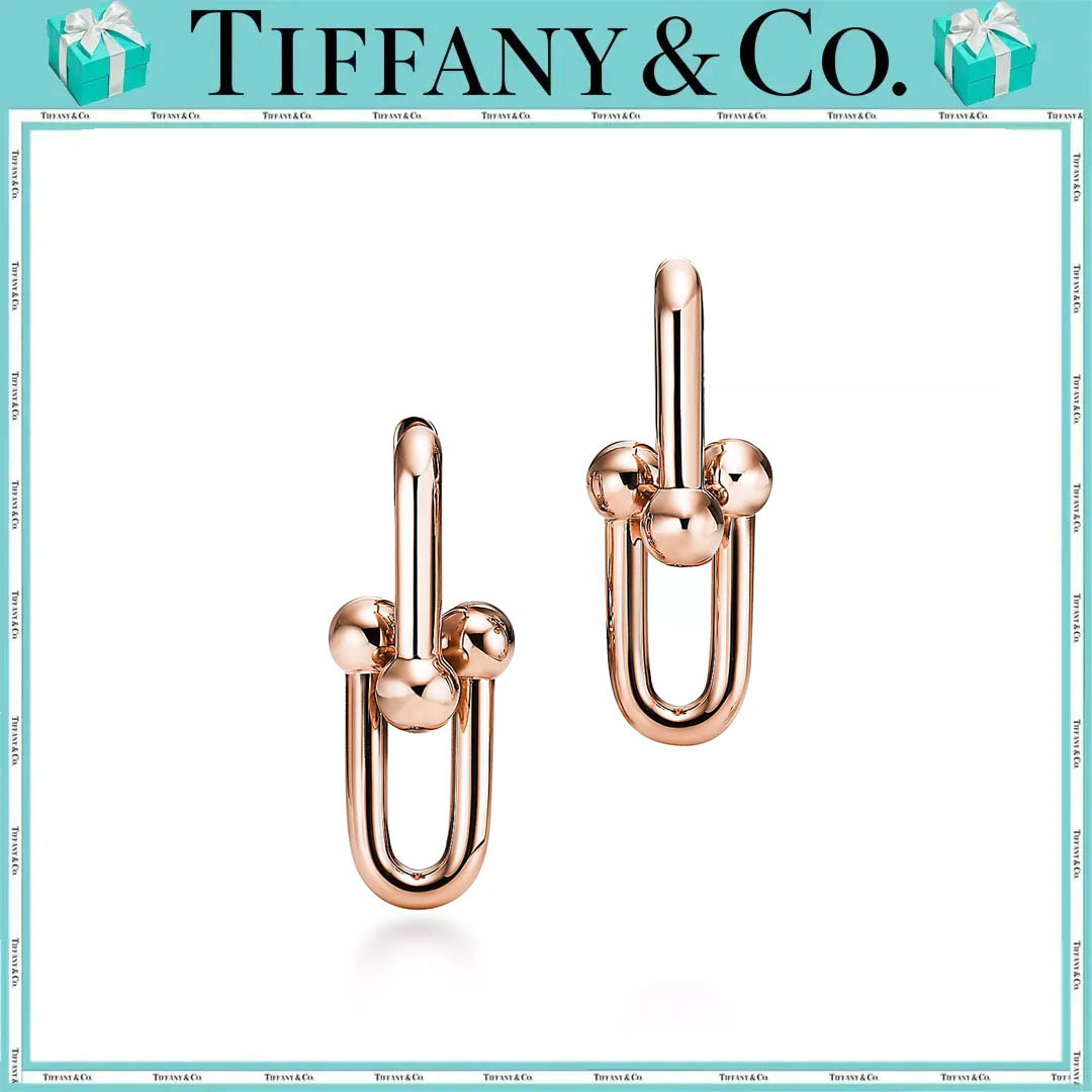 ティファニー/Tiffany ハードウェアミディアム リンク ピアス ローズゴールド